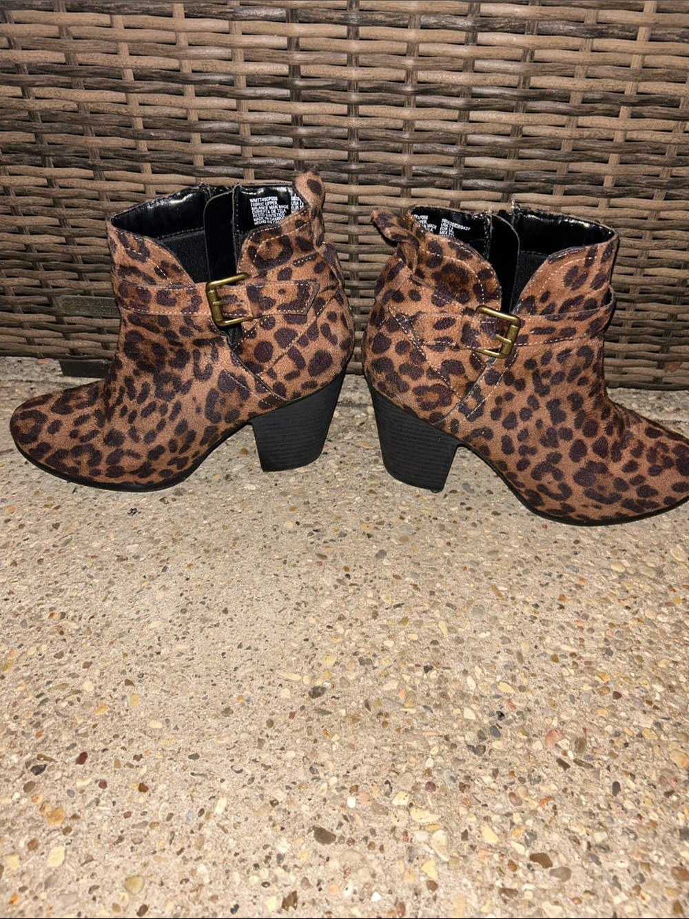 Time and Tru Leopard Print Ankle Booties in Brown
